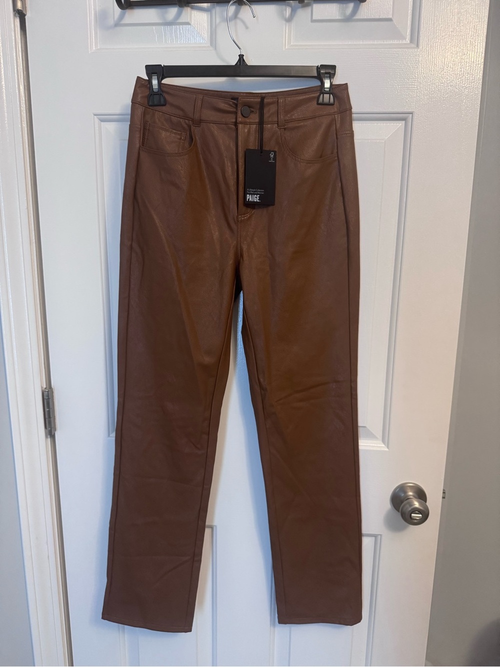 NWT PAIGE Stella Faux Leather Pants in Dark Argan